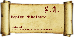 Hopfer Nikoletta névjegykártya